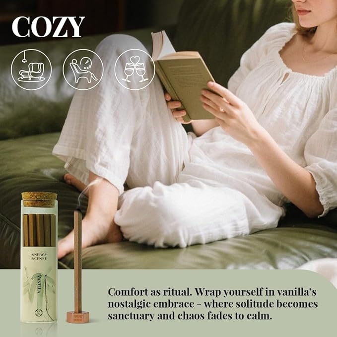 Comfort & Relax - Innergy Vanilla Incense Sticks, Natural Gourmet Scent for a Comforting Home
