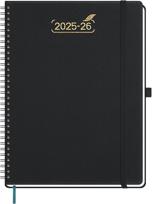 BEZEND 2026 Planner Weekly and Monthly (8.5" x 11"), Large 2-Column Calendar Book (Jul 25-Dec 26), Dual Schedule for Daily Appointment, Easy Track Tabs, Spiral, PU Leather Softcover, Black