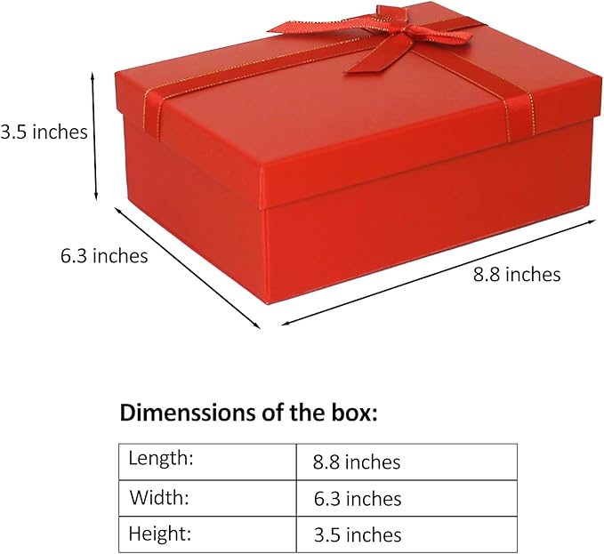 Eerbaier Gift Boxes for Presents, 3 Pack 8.6 x 6.3 x 3.5 Red Gift Wrap Boxes, Red Gift Box with Lid, Empty Box for Gift Wrapping