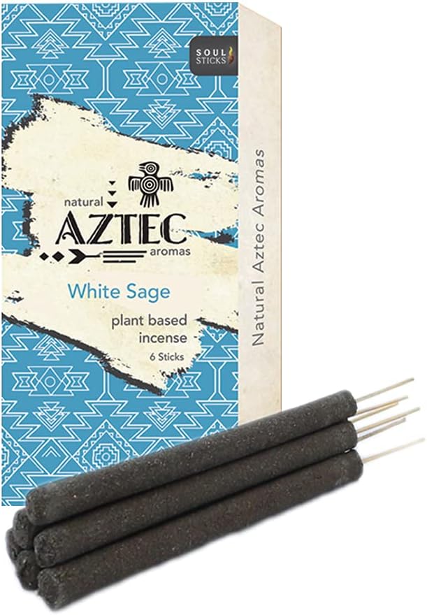 Soul Sticks Aztec Cinnamon Resin Incense Sticks, 90 Hrs Burn Time – 100% Natural, Hand-Rolled & Slow-Burning 6 Pcs| Artisan Blend for Yoga, Meditation, Relaxation, Aromatherapy (WhiteSage)