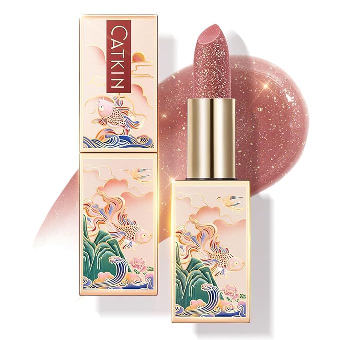 CATKIN Tinted Lip Balm Glitter Lip Stain Ultra Hydrating Lip Moistrurizer Lip Care with Vitamin E Nourishing For Cracked & Dry Lips 0.12 oz C15 Destiny - Wine Red