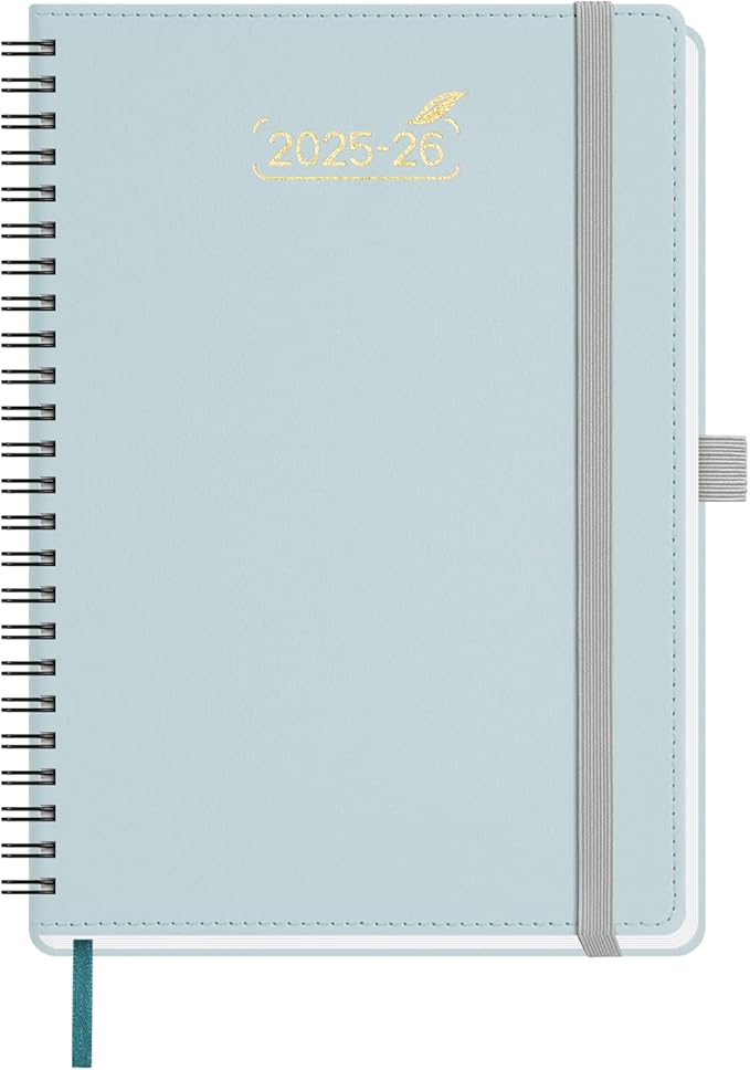 BEZEND 2026 Planner Weekly and Monthly (6" x 8.5"), 2-Column Calendar Book (Jul 25-Dec 26), Dual Schedule for Daily Appointment, Easy Track Tabs, Spiral Bound, PU Leather Softcover, Dutch Blue