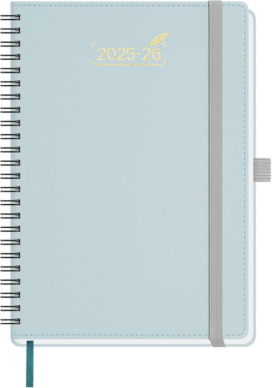 BEZEND 2026 Planner Weekly and Monthly (6" x 8.5"), 2-Column Calendar Book (Jul 25-Dec 26), Dual Schedule for Daily Appointment, Easy Track Tabs, Spiral Bound, PU Leather Softcover, Dutch Blue