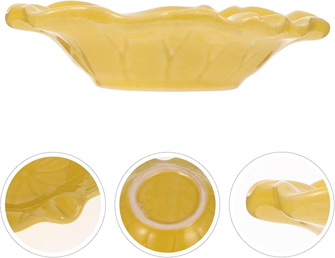 Ceramic Dish for Electric Oil Burner Warmer Diffuser Bowl Holder Essential Oil Plate Ceramic Oil Warmer Tealight Candle Holder Bowl Home Decoration Yellow
