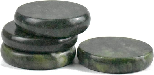 4Pcs Hot Massage Stones Set Natural Green Jade Heated Warmer Stone for Spa Massage 3.14 x 3.14in (8x8cm)