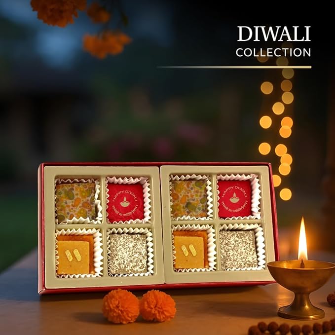 Laumiere Gourmet Fruits - Diwali Petite Collection - Indian Mithai Box Made with Dried Fruits and Nuts - No Added Cane Sugar-