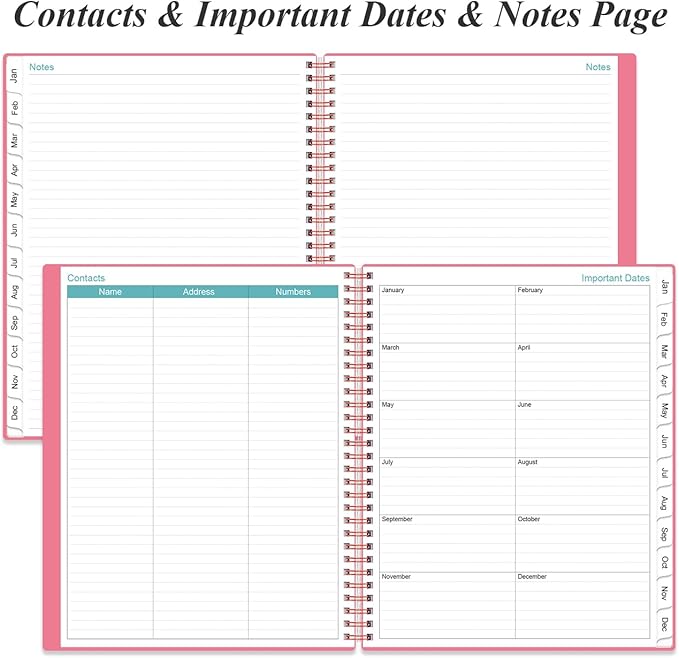 2026 Daily & Monthly Planner - One Page Per Day, Daily Planner from January 2026 - December 2026, Planner 2026 with 12 Monthly Tabs, 8.5" x 11", Pink