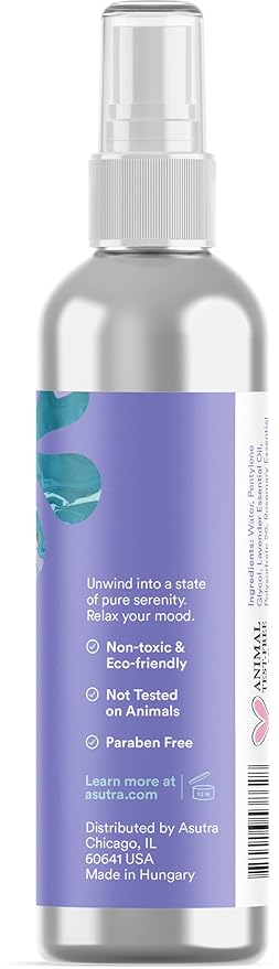 ASUTRA Multi-Use Essential Oil Aromatherapy Pillow Spray (Lavender & Chamomile), 4 fl oz Aluminum Bottle – Mist for Face, Body, Rooms & Linens – Car, Fabric, and Bathroom Freshener