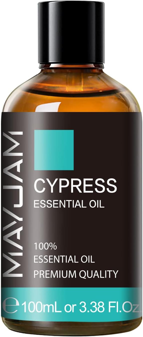 Cypress Essential Oil, MAYJAM 3.38fl.oz/100ml Cypress Oil with Glass Dropper, Ideal for Bedroom Living Room Office Use