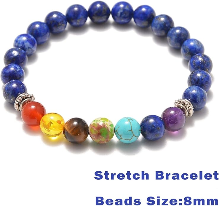 AD Beads 2Pcs His & Hers Distance Beads Bracelets Elastic Natural Stone Yoga Bracelet