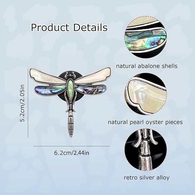Dragonfly Car Decor,Cute Car Air Freshener Vent Clip,Iridescent Abalone Shell Dashboard Decoration Gift for Women Teens,Refillable Diffuser(Beige)