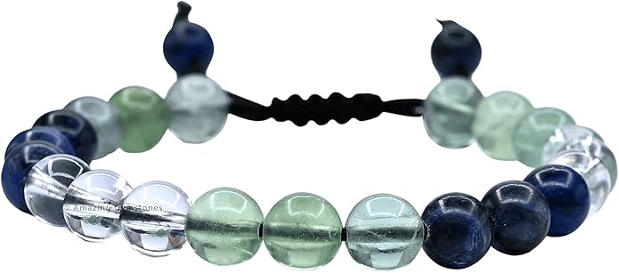 Natural Healing Crystal Bracelet for Women - Mens Bracelet Energy Balancing Gemstones Set - Adjustable Stone Bead Bracelet for Men and Women - Chakra Crystal Therapy Accessory, Meditation