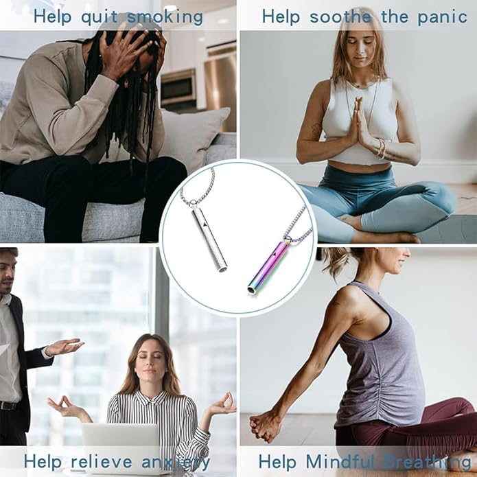 Anxiety Breathe Easy Necklace Mindfulness Breathing Necklace Breathlace Stainless Steel Pendant for Natural Calm & Stress Relief