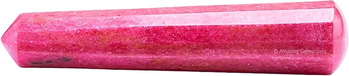 Amazing Gemstone Rhodonite Crystal Wand Massage Stick - Pelvic Wand Gua Sha for Adults - Crystals and Healing Stones Massage Wands for Adults Gifts (Pointed)