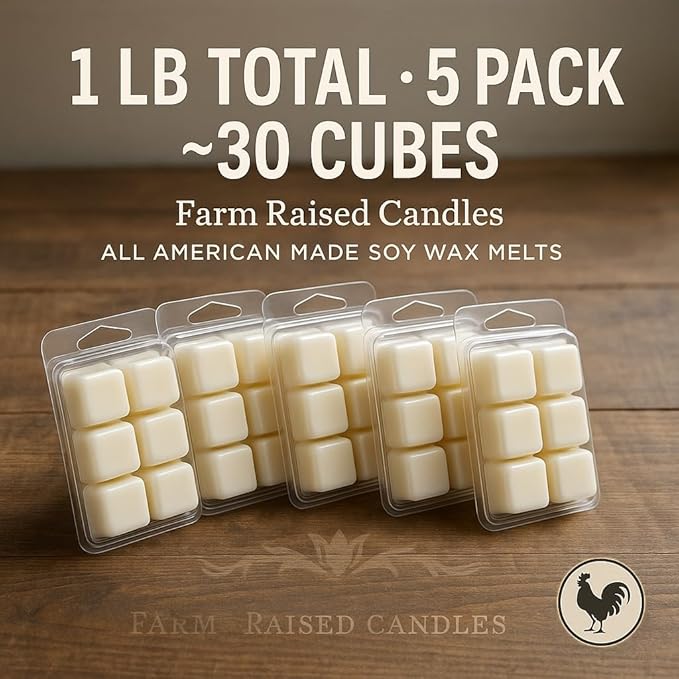Farm Raised Candles – Cool Weather Wax Melts 5-Pack (16 oz Total) – Autumn Gathering, Warm Flannel, Fall Nights, Campfire, and S’mores – Hand-Poured in the USA