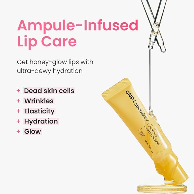 CNP Propolis Jelly Lipcerin™ - 01 Honey Cake, Hydrating Lip Balm & Gloss with Manuka Honey + Hyaluronic Acid, Korean Skincare, 0.3 fl.oz.