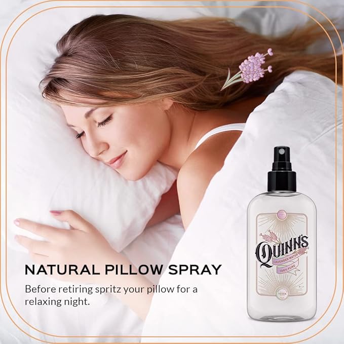 Quinn’s Lavender Water- Natural Pillow Spray - Relaxing Aromatherapy - Facial Body Mist 8 Ounce
