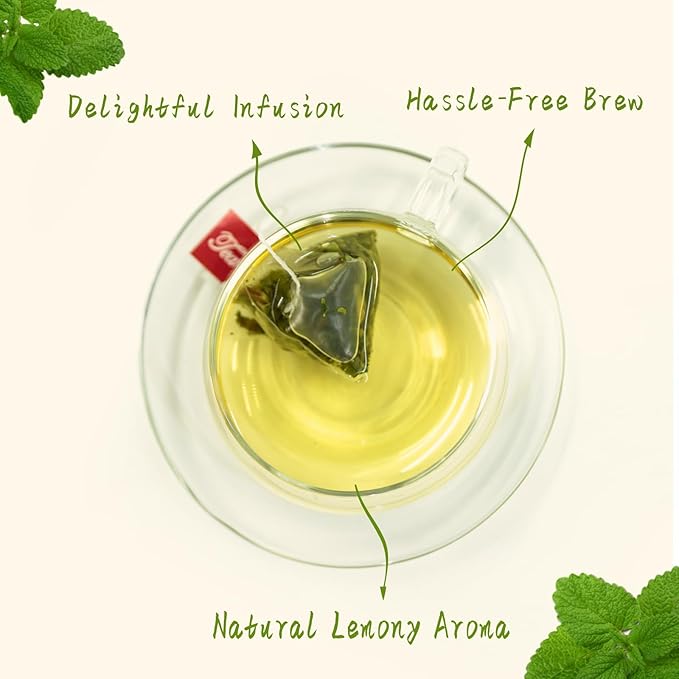 Jarteela Lemon Balm Tea, 1.5g x 60 Count - Natural Melissa Officinalis - Pyramid Herbal Lemon Balm Tea Bags for Digestion - Non-GMO - Caffeine-Free