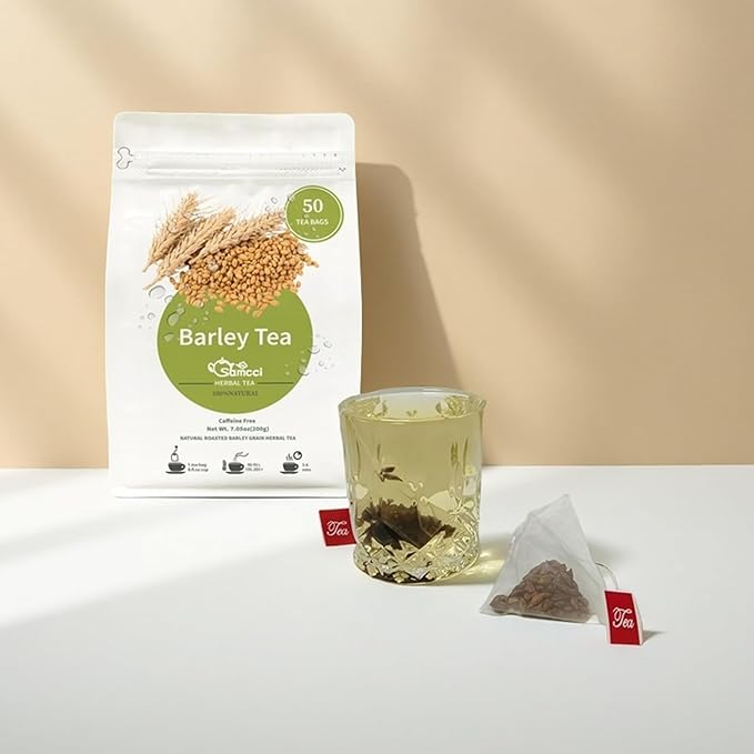 Samcci - Barley Tea, 4g×50 Count Premium Natural Roasted Barley Tea Bags - Non-GMO - Caffeine-Free - Sugar Free - Mugicha -Nutty - Digestion Support & Rich in Nutrition