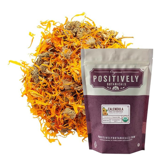 Organic Positively Botanicals Company, Calendula, Herbal Tea Loose Leaf Botanical, 16 Ounce