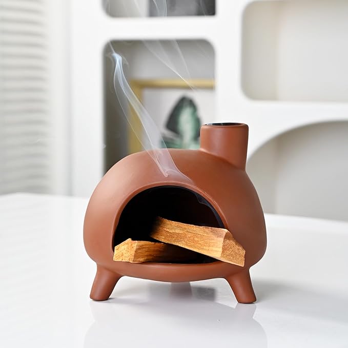 Handmade Ceramic Palo Santo Holder Burner - Mini Chimenea Incense Dish for Palo Santo and Sticks .Sage Holder for for Aromatherapy, Yoga, Meditation Gift and Home Decor (Yellow)