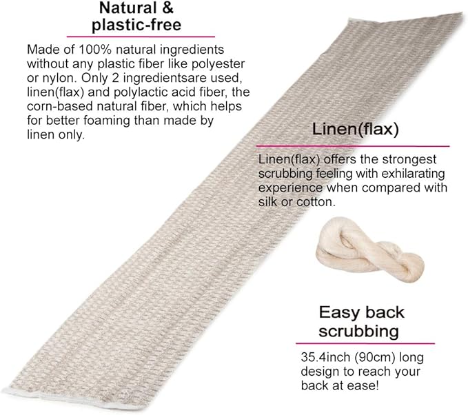 Exfoliating Washcloth [Made in Japan] Shower Back Scrubber, Natural Loofah