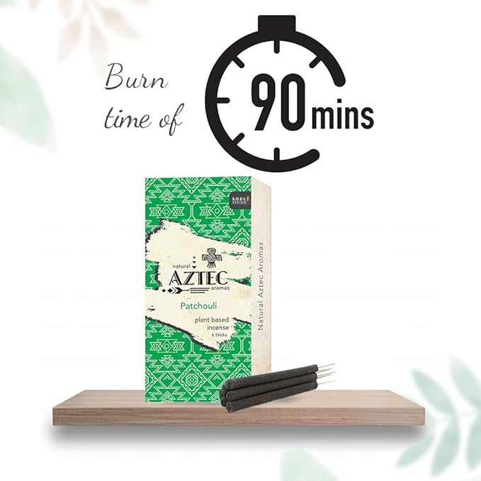 Soul Sticks Aztec Cinnamon Resin Incense Sticks, 90 Hrs Burn Time – 100% Natural, Hand-Rolled & Slow-Burning 6 Pcs| Artisan Blend for Yoga, Meditation, Relaxation, Aromatherapy (Patchouli)