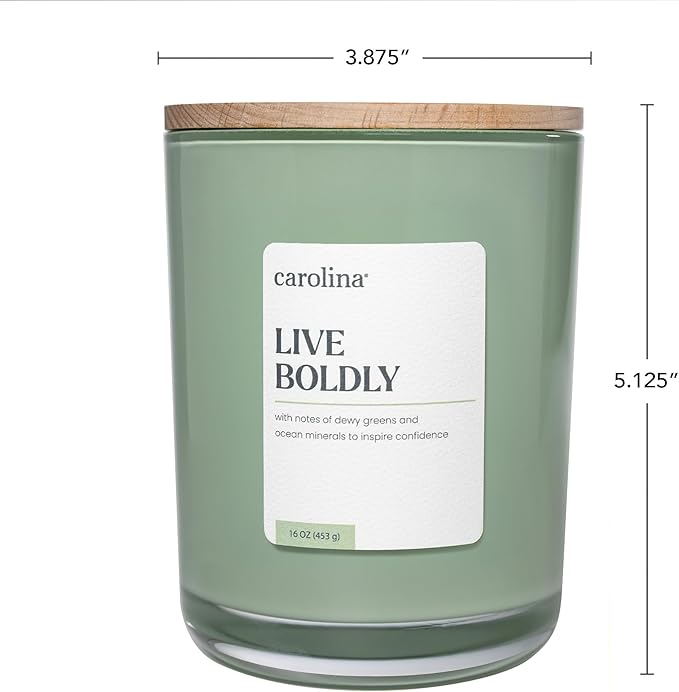 Carolina Live Boldly 16 oz Scented Candle, 2 Wick Wellness Relaxing Candle, 60H Burn Time, Ideal for Creating a Welcoming Home - Made in The USA