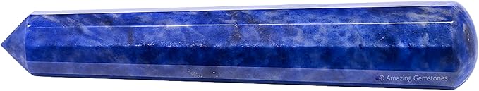 Amazing Gemstone Sodalite Crystal Wand Massage Stick - Pelvic Wand Gua Sha for Adults - Crystals and Healing Stones Massage Wands for Adults Gifts (Pointed)