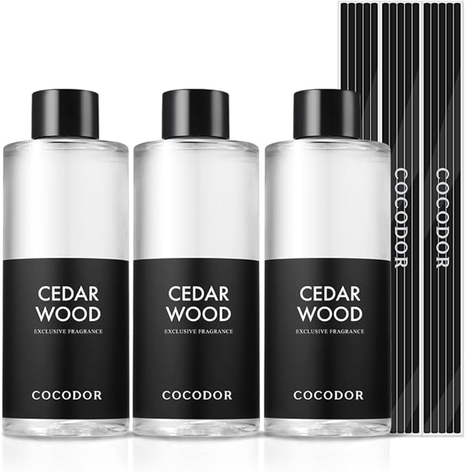 Cocod'or COCODOR Reed Diffuser Oil Refill/Cedar Wood /200ml / 3 Pack/Aromatherapy, Home Fragrance, Scented Oils, Oils for Reed Diffuser, Bathroom Home Decor