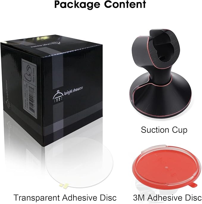 BRIGHT SHOWERS Handheld Shower Head Holder with Dual Angle Positions, Wall Suction Bracket Includes Adhesive 3M Disc, No Tools Required and Easy Installation, Oil Rubbed Bronze Finish