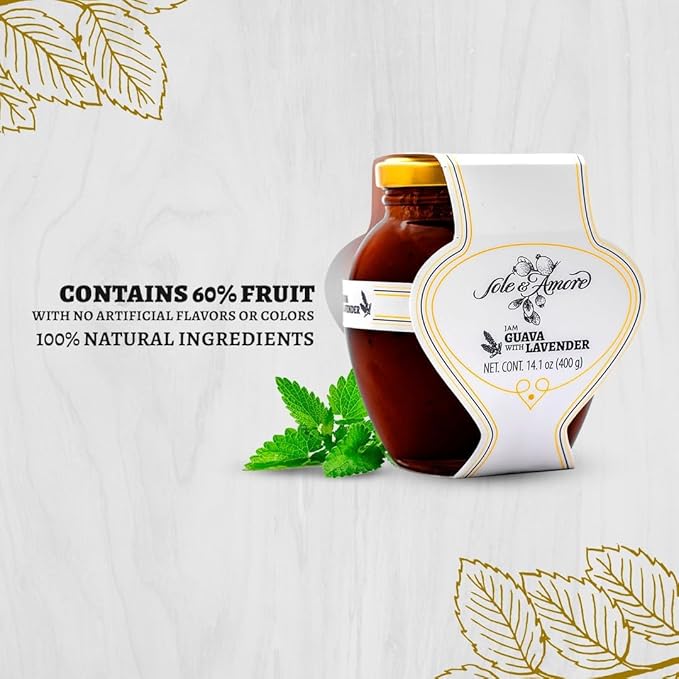Gourmet Guava Jam with Mint 14 oz, Organic Fruit Preserves Jam, Natural Fruit Spread Mermelada de Guayava Perfect for Toast, Bagels, Breakfast, and Dessert