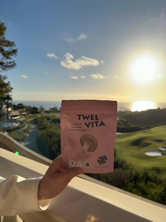 TwelVita Wholesome Baked Shiitake Mushroom Crisps, Vegan Snacks, Clean Label, Non-GMO, Gluten-Free, 1.76 oz ea, Pack of 4