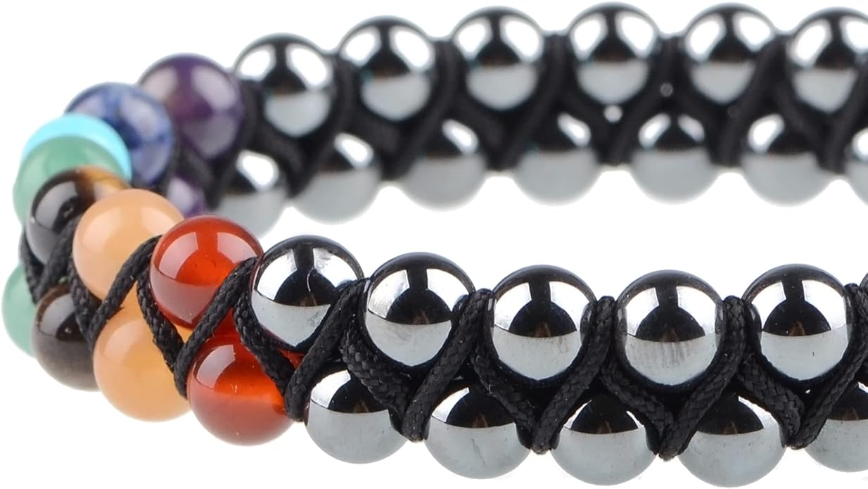 MASSIVE BEADS Double Layer Natural Chakra Healing Power Crystals Macrame Bracelet Yoga Stone Beads Gemstone Meditation Relax Anxiety Bangle for Unisex Women Men