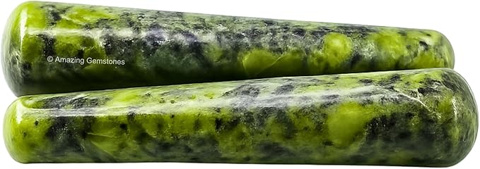 Amazing Gemstone Green Jade Crystal Wand Massage Stick - Pelvic Wand Gua Sha for Adults - Crystals and Healing Stones Massage Wands for Adults Gifts (Smooth)