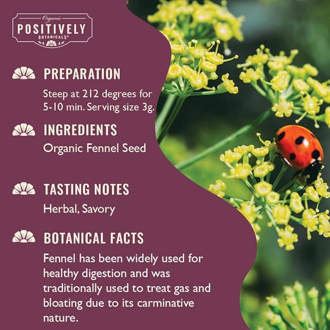 Organic Positively Botanicals Company, Fennel Seed Herbal Tea, Loose Leaf Botanical, 16 Ounce