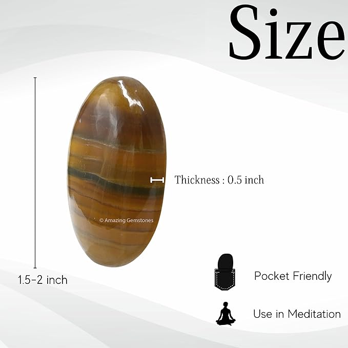 Amazing Gemstone Fluorite Crystals and Healing Stones - Large Palm Stone Crystals Piedra - Crystal for Good Luck, Balanced Positive Energy, Meditation - Unique Stocking Stuffers, Gifts for Women, Men