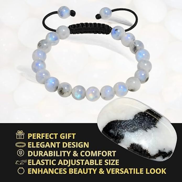 Energy Protection Crystal Handmade Adjustable Bead Bracelet Perfect for Men, Women’s Gift - Gemstone Healing Stretch Bracelet Pulsera Para Hombre Mujer Stocking Stuffer