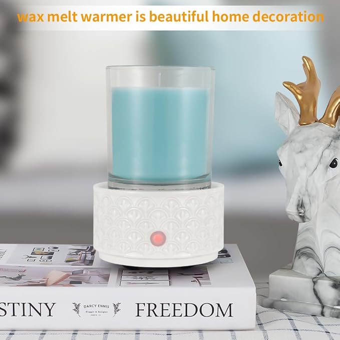kobodon Ceramic Wax Melt Warmer - 3-in-1Electric Wax Warmer-Fragrance Candle Burner for Scented Wax Tarts and Essential Oils - Wax Melts as Gifts for Moms Grandma Women Girls（White）…