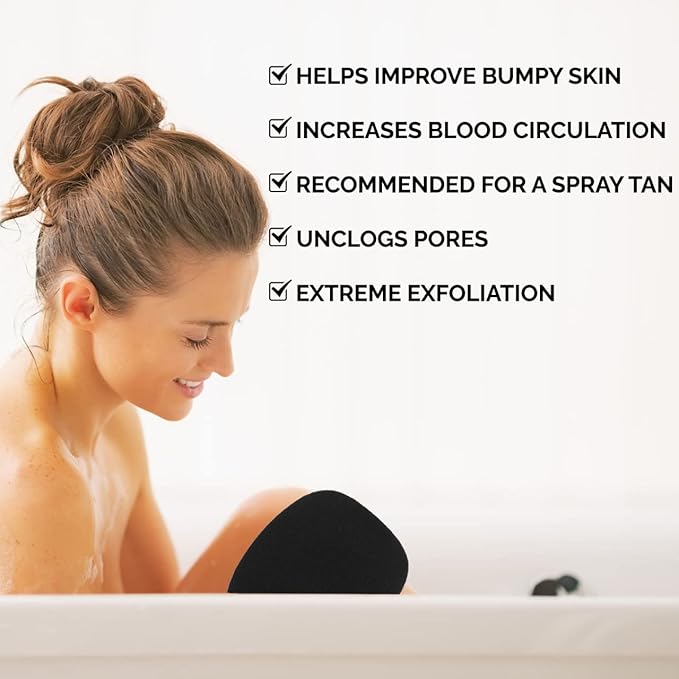 Exfoliating Body Scrub for Bath and Shower Use - Face Scrubber and Body Exfoliator Mitt, Dead Skin Remover - Exfoliating Glove Shower Scrub for Men and Women - Pair Black