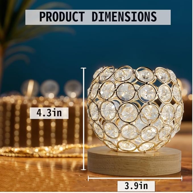 Crystal Mood Table Lamp, Small Decorative Sphere Light with Voice Control - 3 Lighting Modes Ambient Lighting for Tiny Bedroom & Living Room Decor, Aesthetic Gifts for Teen Girls