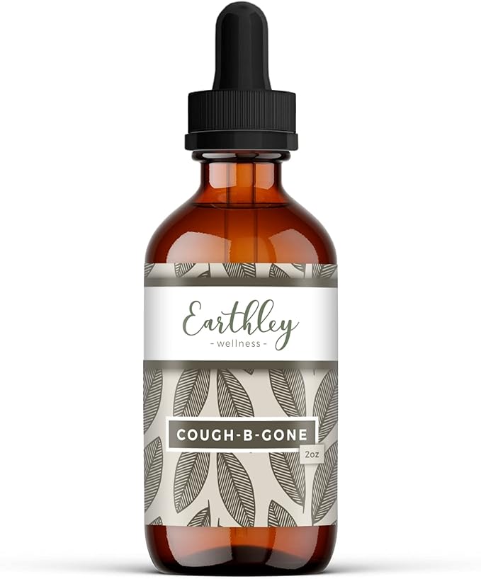 Earthley Wellness, Cough-B-Gone, Natural Herbal Formula, Cold and Cough Remedy, Removes Extra Mucus, Soothes Sore Throats, Promotes Lung Health, and Detoxification, Cough Be Gone (2oz, Original)