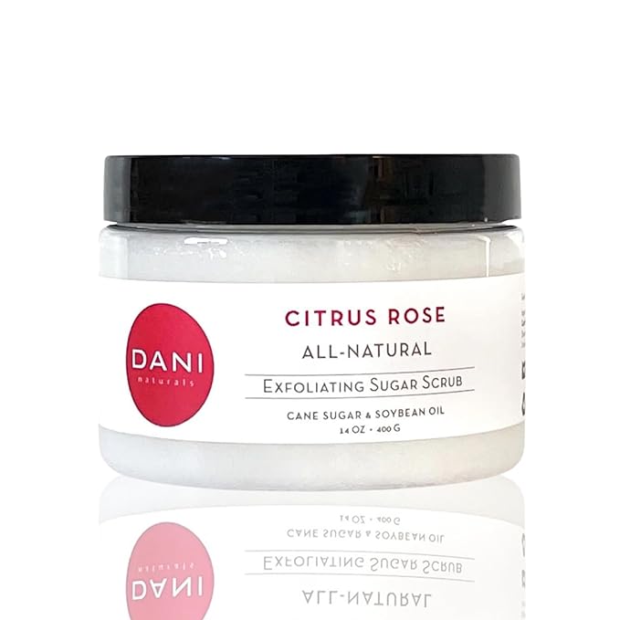 DANI Naturals Exfoliating Sugar Scrub - Citrus Rose - Organic Cane Sugar & Shea Butter - Deep Hydration & Gentle Exfoliation for Smooth, Radiant Skin - 14 oz