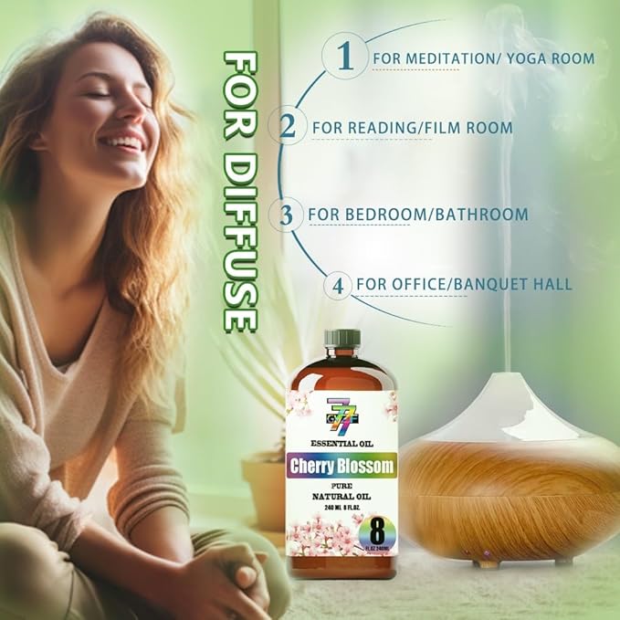 Cherry Blossom Essential Oil (8 oz / 240 ml) – Cherry Blossom Oils for diffusers, humidifiers, Home Baths, Cleaning Products, Yoga, DIY Soaps and DIY Scented Candles