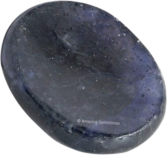 Amazing Gemstone Iolite Worry Stone, Healing Crystals - Piedra Crystal Fidget for Gift, Meditation, Calming, Relaxation, Stress Relief