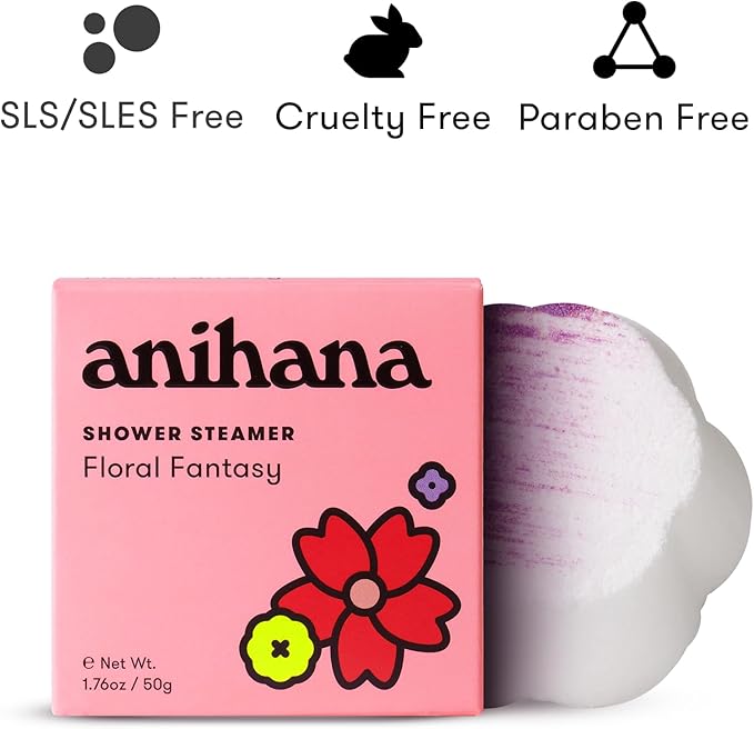 ANIHANA Shower Steamers 4 Pack, Paraben Free, Cruelty Free, Refreshing Floral Fantasy Scent, 1.76 oz Each