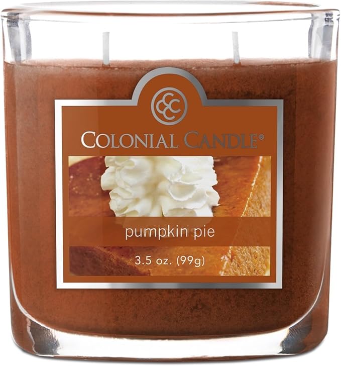 Colonial Candle Pumpkin Pie Scented Jar Candle, 2 Wick, 3.5 oz, Mottled Wax Candle