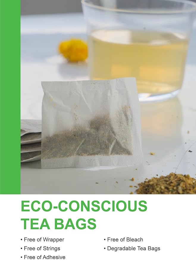 TeeLux Lemon Ginger Herbal Tea, Refreshing Lemon with Spicy Ginger Root & Zesty Lemongrass, Caffeine Free, Soothing & Tangy Flavor, 100 Tea Bags