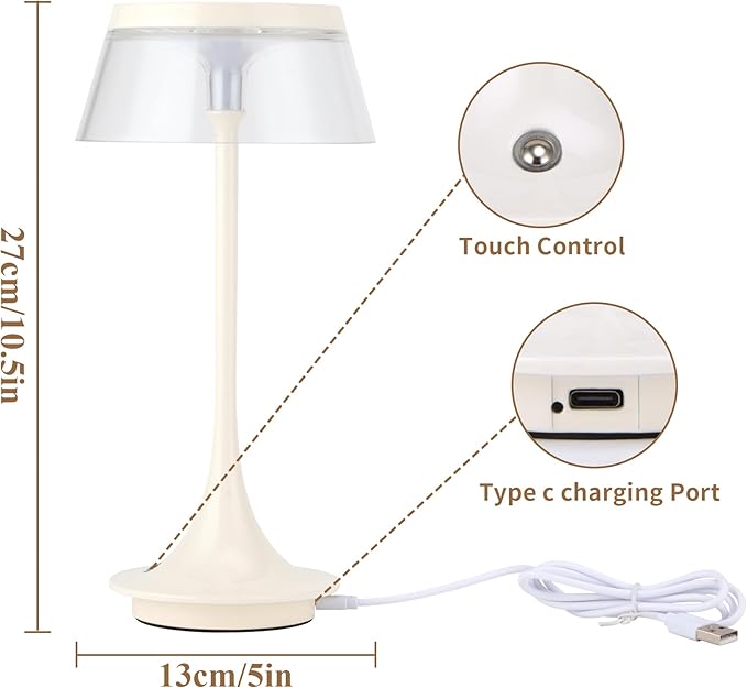JHY DESIGN 3-Color Light Dimmable Bedside Table Lamp 10.5" H Nightstand Lamp Touch Control Lamp for Bedroom Living Room Indoors Outdoors(4PCS)