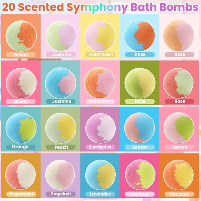 DIYDEC 20pcs Bath Bombs with Surprise Inside Bath Bombs with Mini Resin Animals for Kids Adult Valentines Easter Bubble Bath Great Gift for Christmas Halloween Boys Girls Birthday